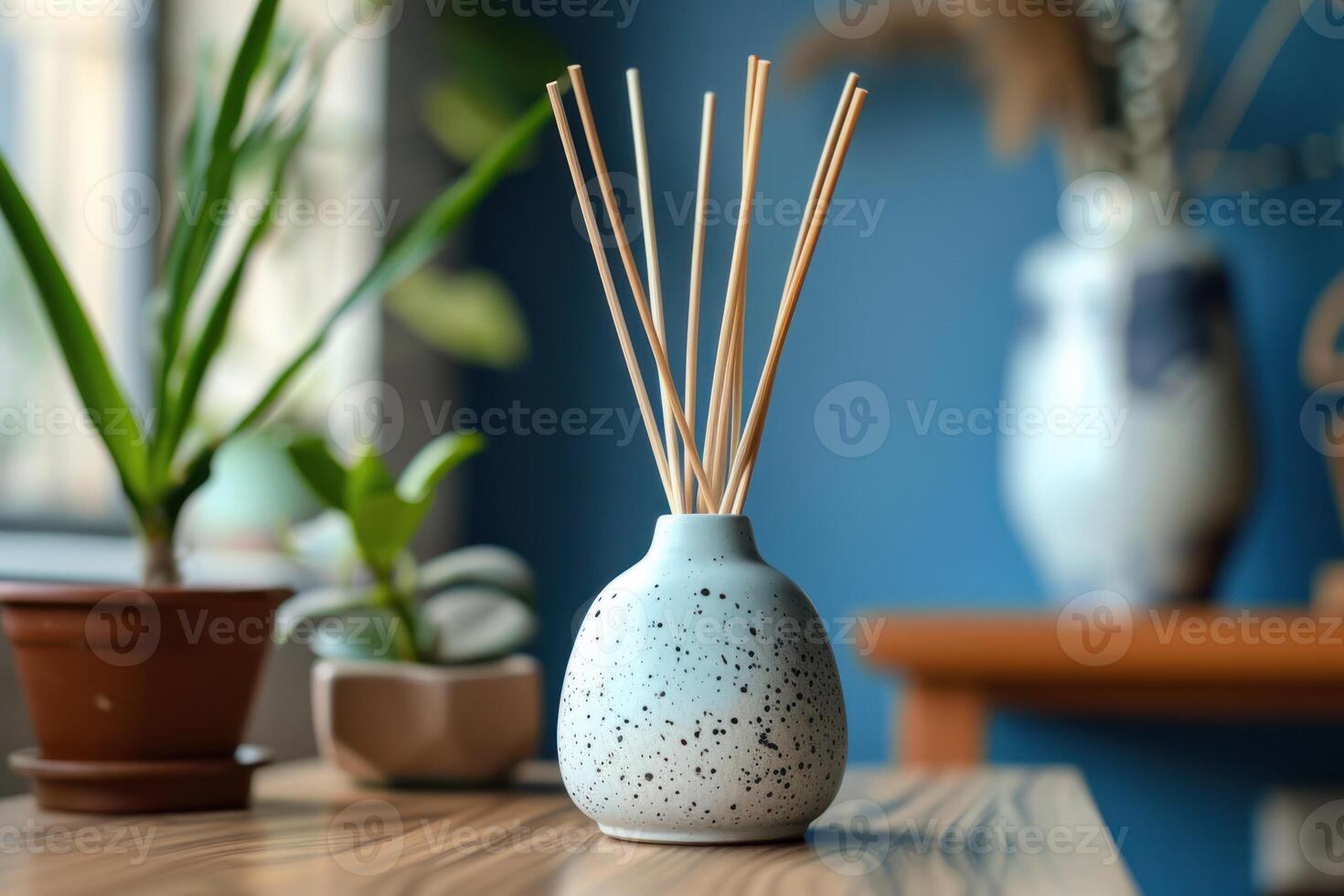 Aromatic reed diffuser filling room with pleasant scent photo