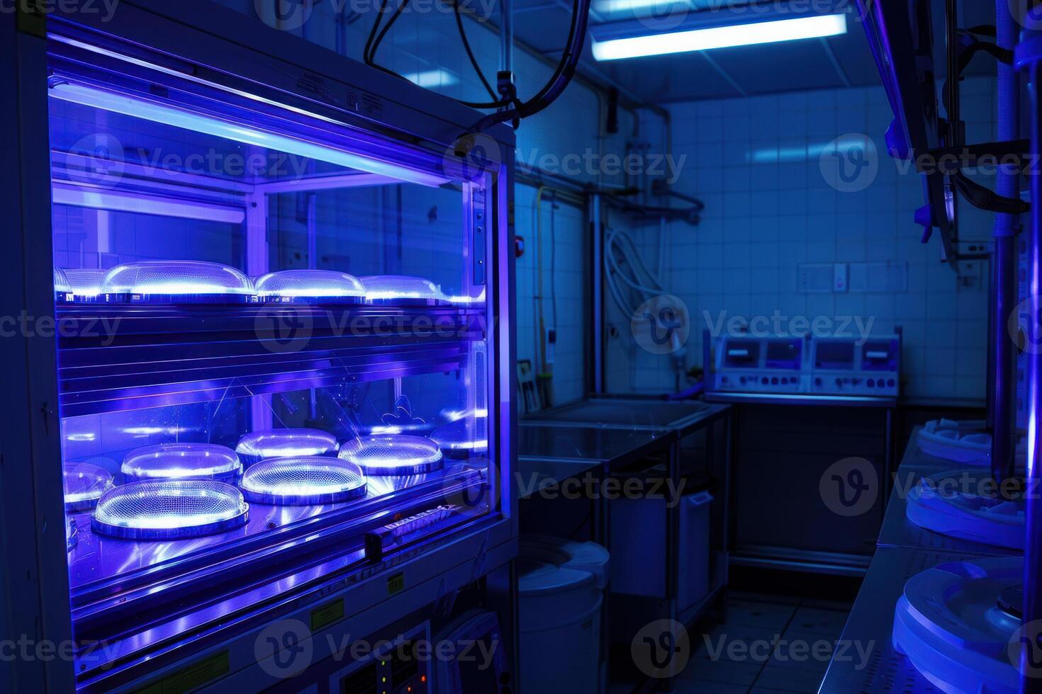 Ultraviolet sterilization equipment disinfecting medical devices in laboratory photo
