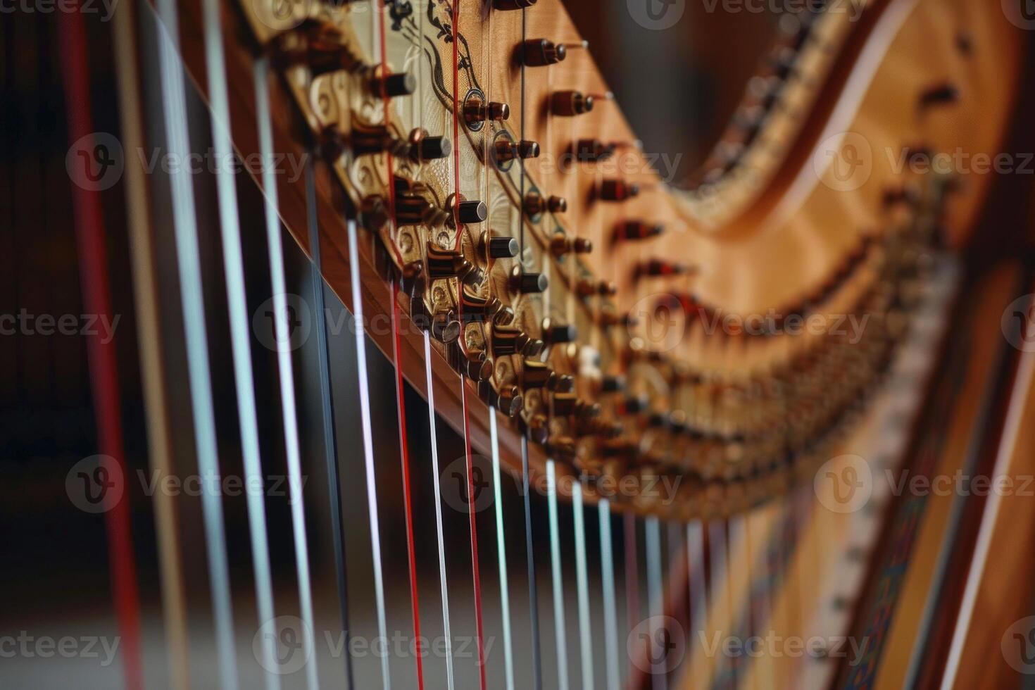 Harp strings showing tension ready to make music photo