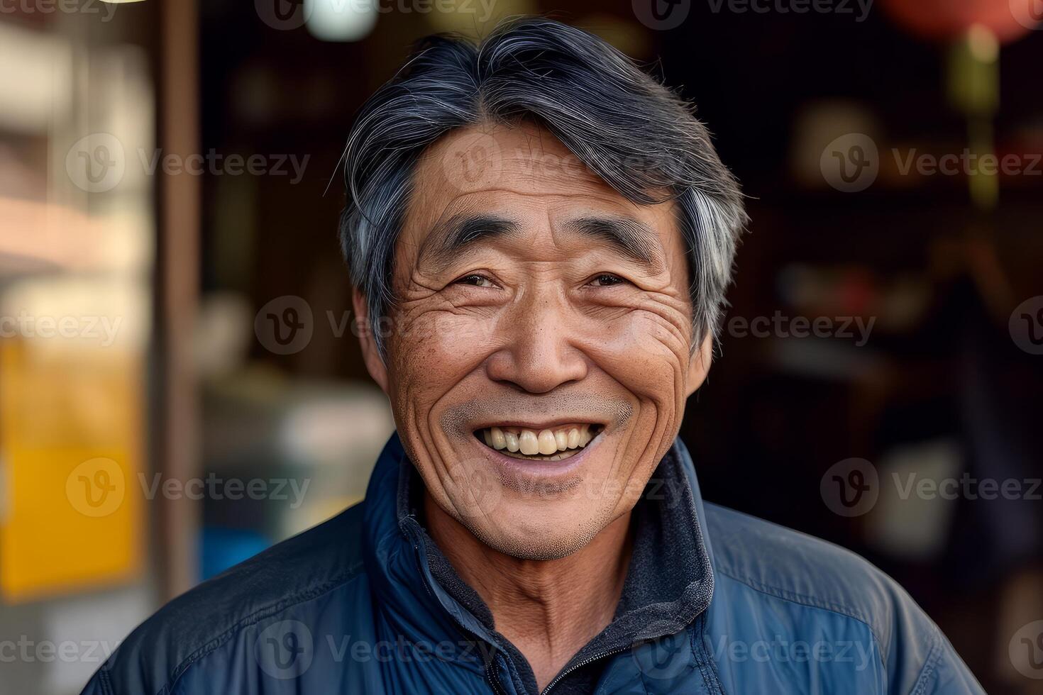 Optimistic Asian man smiling. Generate Ai photo