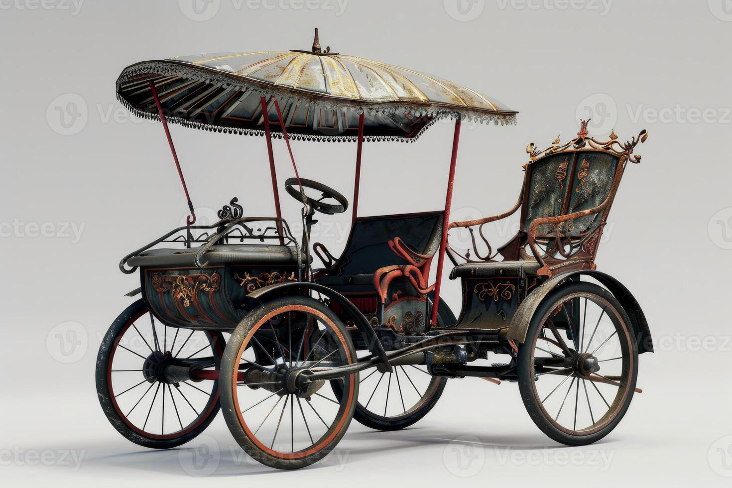 Old styled motorized rickshaw standing in the studio photo