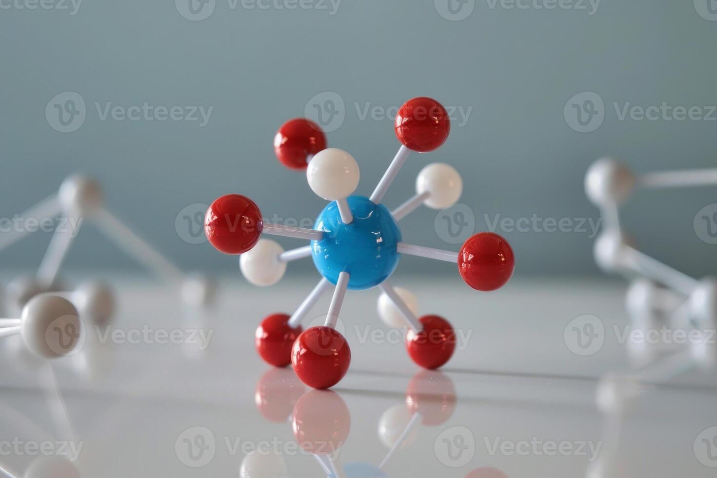 Molecular model standing out from the crowd of other molecules photo
