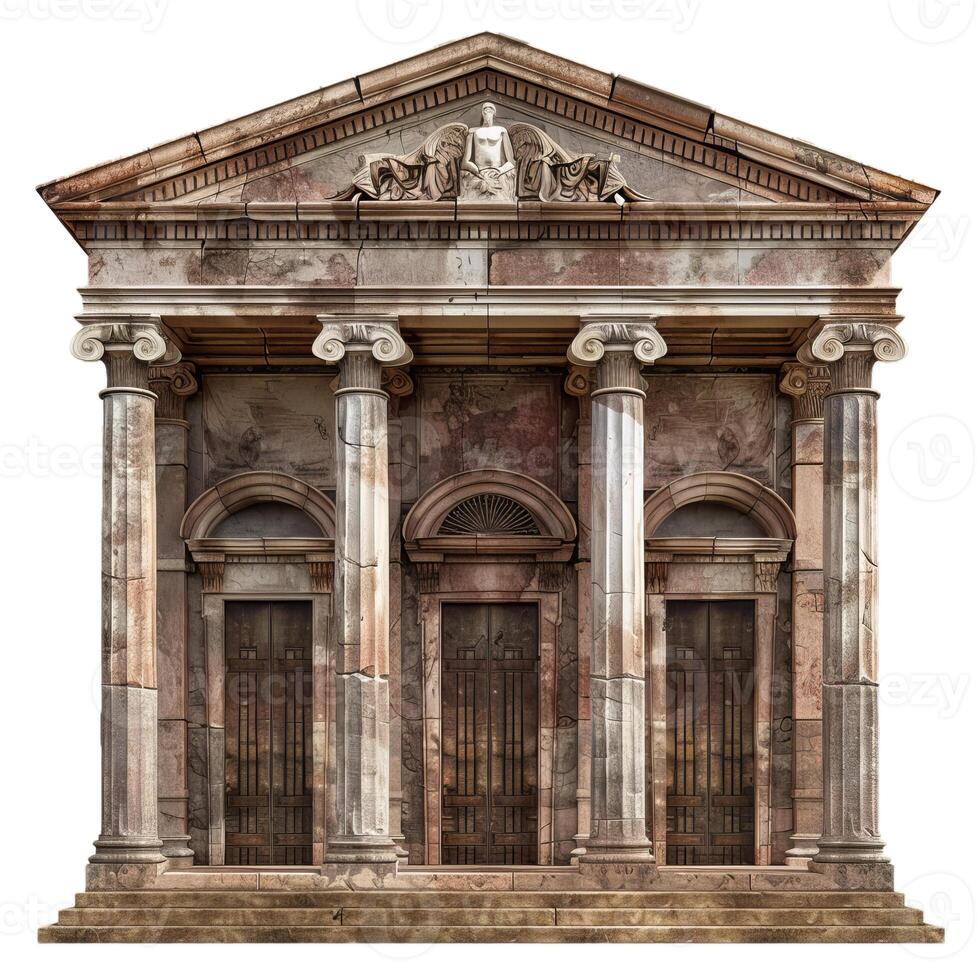 Majestic ancient building with stone facade and columns photo