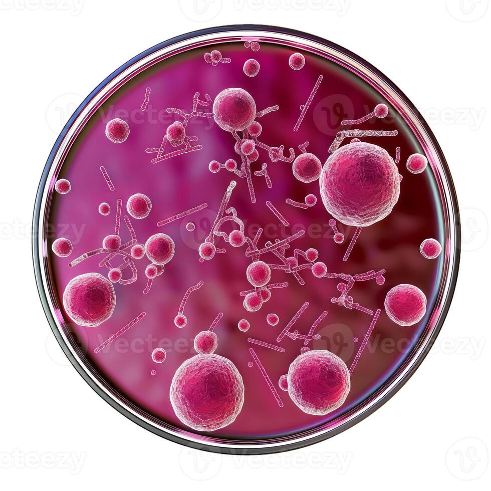 Petri dish showing bacteria growing in a culture medium photo