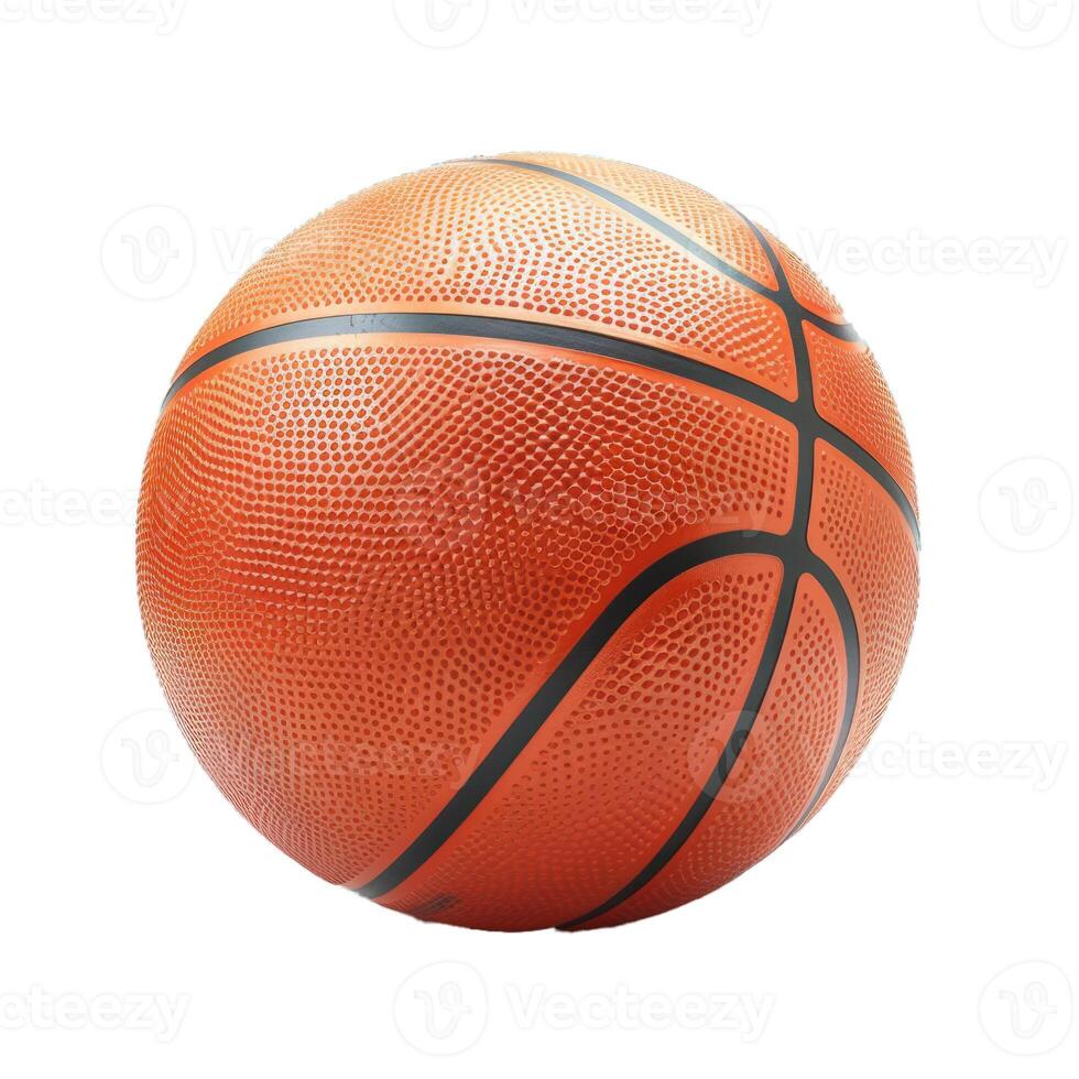 Classic orange basketball laying on white background photo