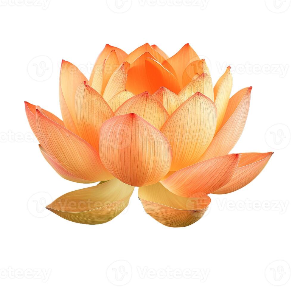 Close up of a blooming orange lotus flower on white background photo