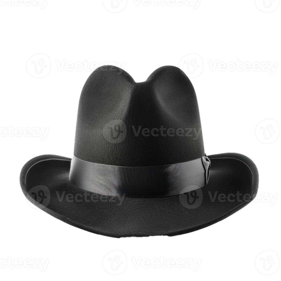 Classic black fedora hat isolated on white background photo