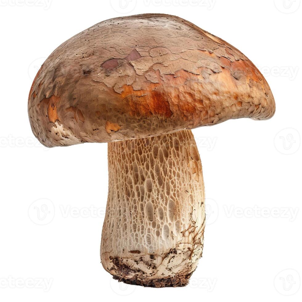 Penny bun mushroom standing on white background photo
