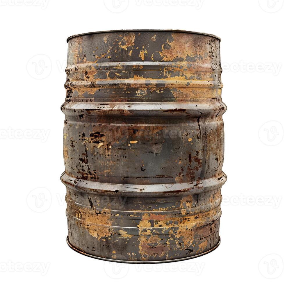 Old rusty barrel showing signs of aging and corrosion photo