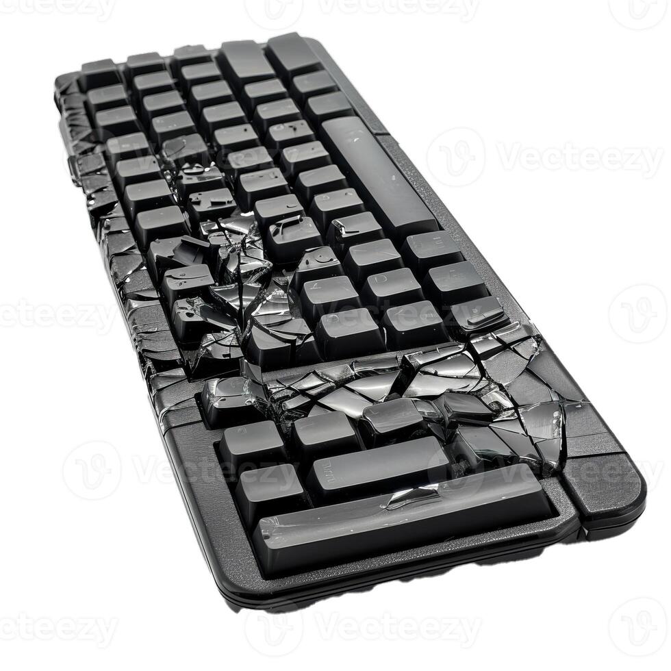 Broken computer keyboard showing frustration and destruction photo