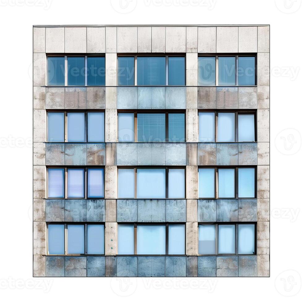 Old concrete facade with many windows is showing its age photo