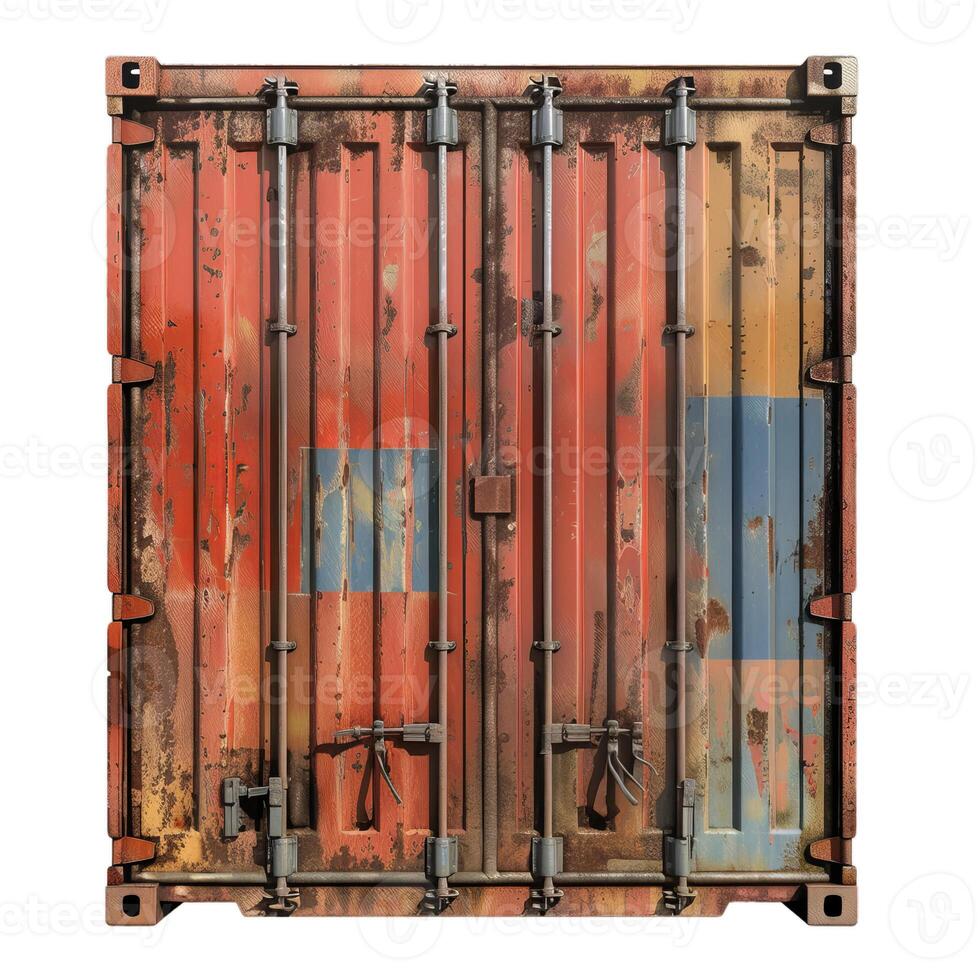 Old rusty cargo container doors are closing photo