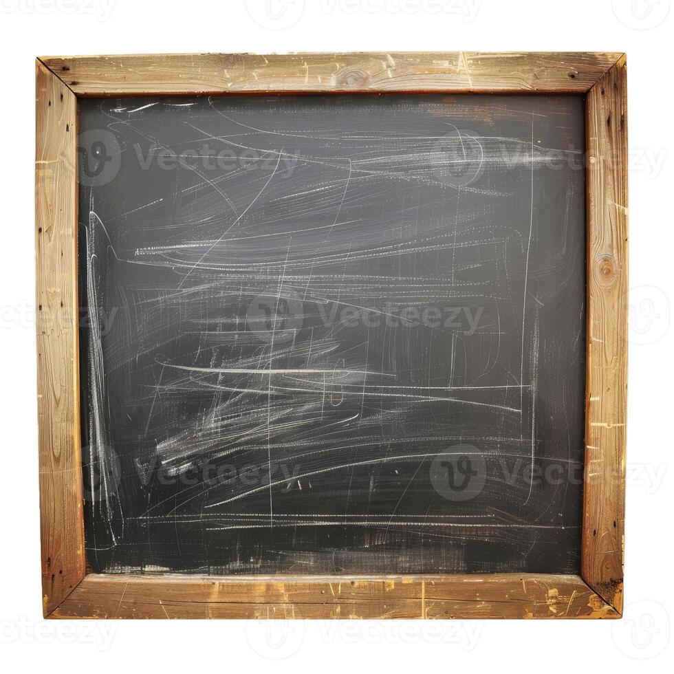 Old empty chalkboard with chalk dust showing previous use photo