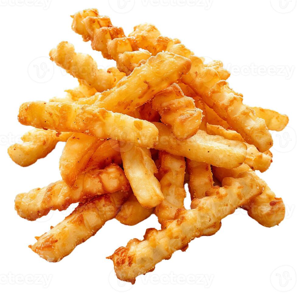 Pile of french fries crinkle cut golden brown and crispy photo