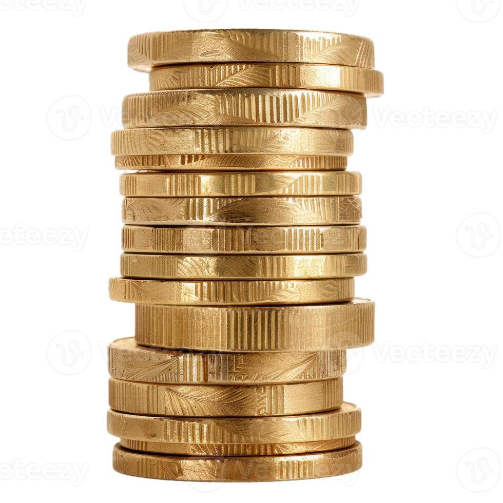 Stack of gold coins forming increasing financial chart photo