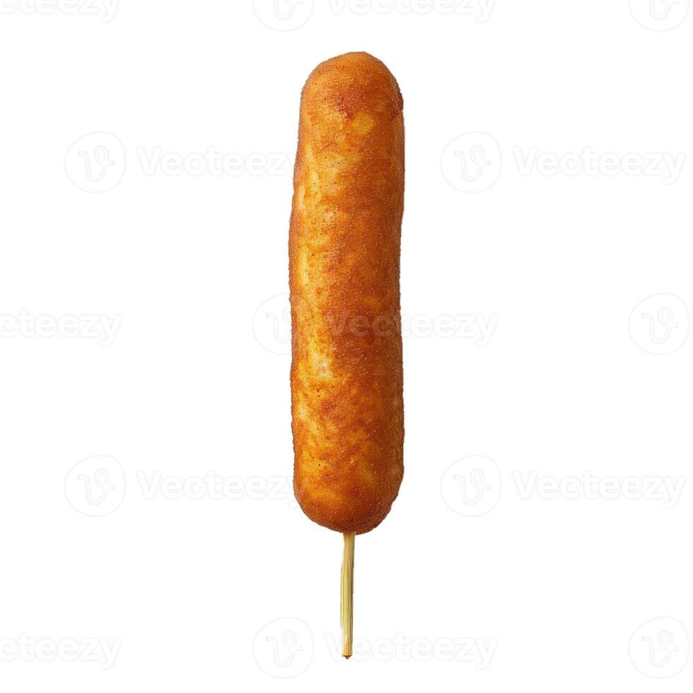 Delicious corn dog isolated on white background photo