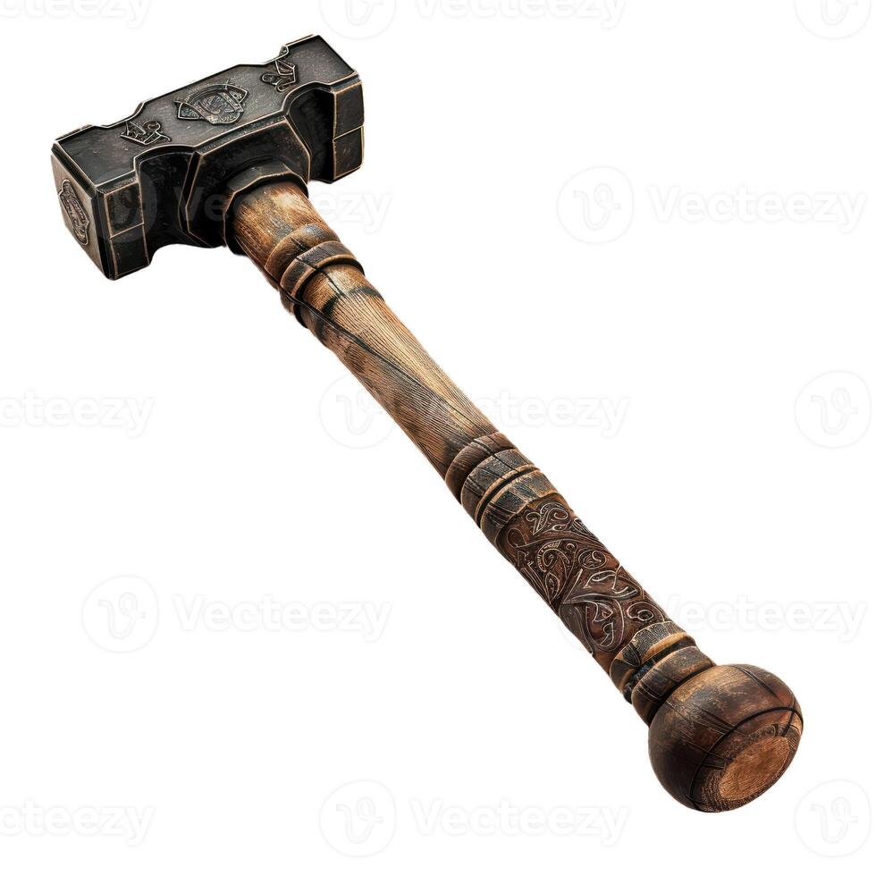 Beautiful, heavy, blunt weapon is lying on a white background photo