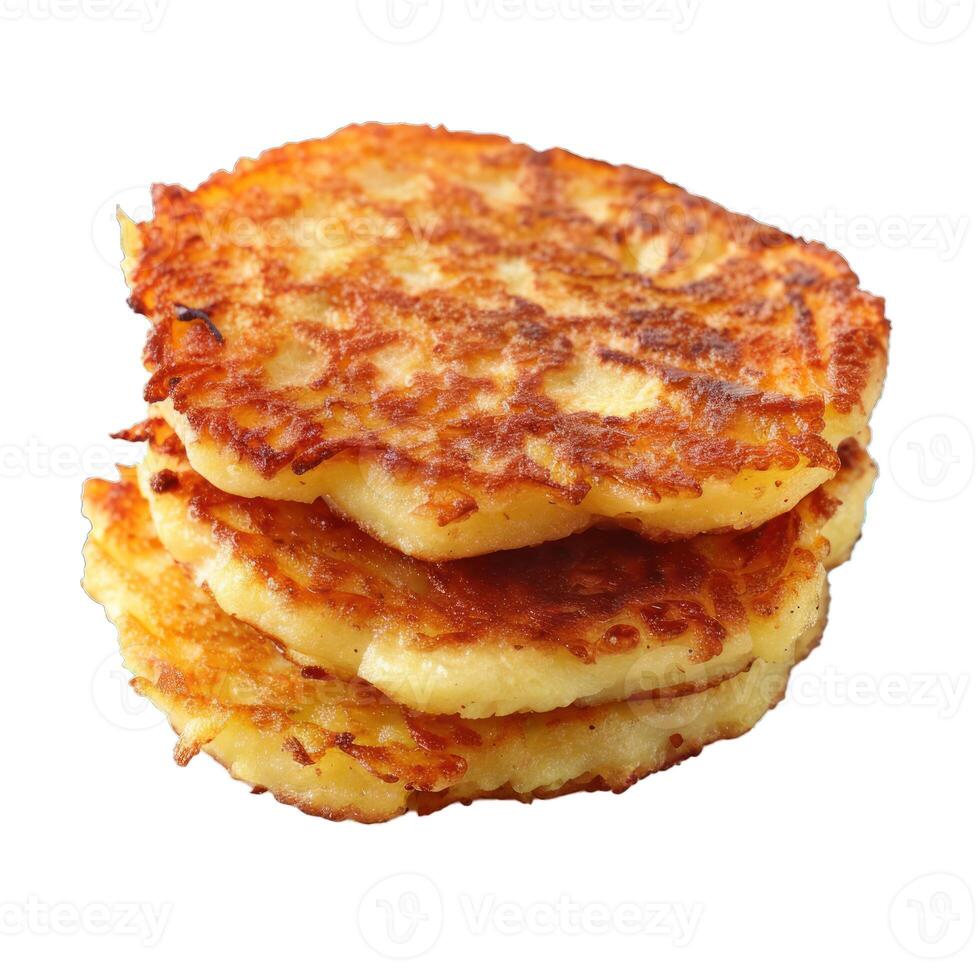 Stack of potato pancakes lying on top of each other photo