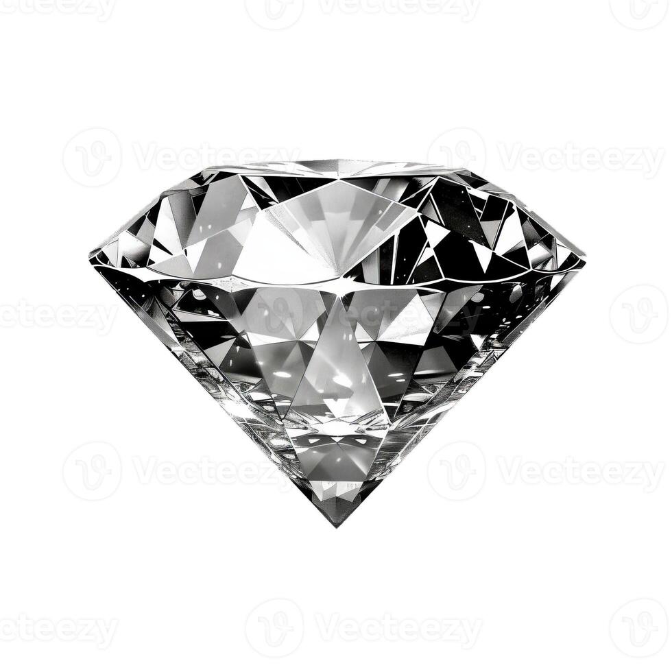 Large brilliant cut diamond shining on white background photo