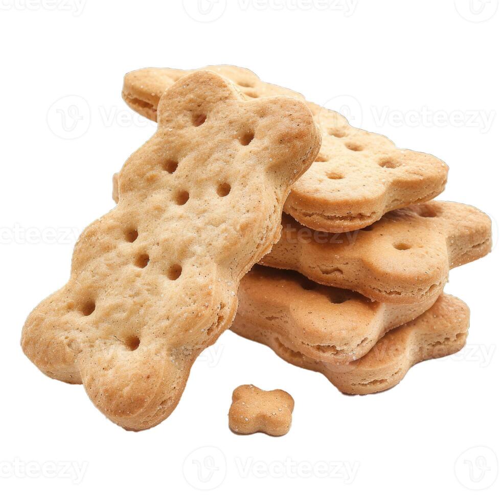 Stack of delicious figured butter cookies isolated on white background photo