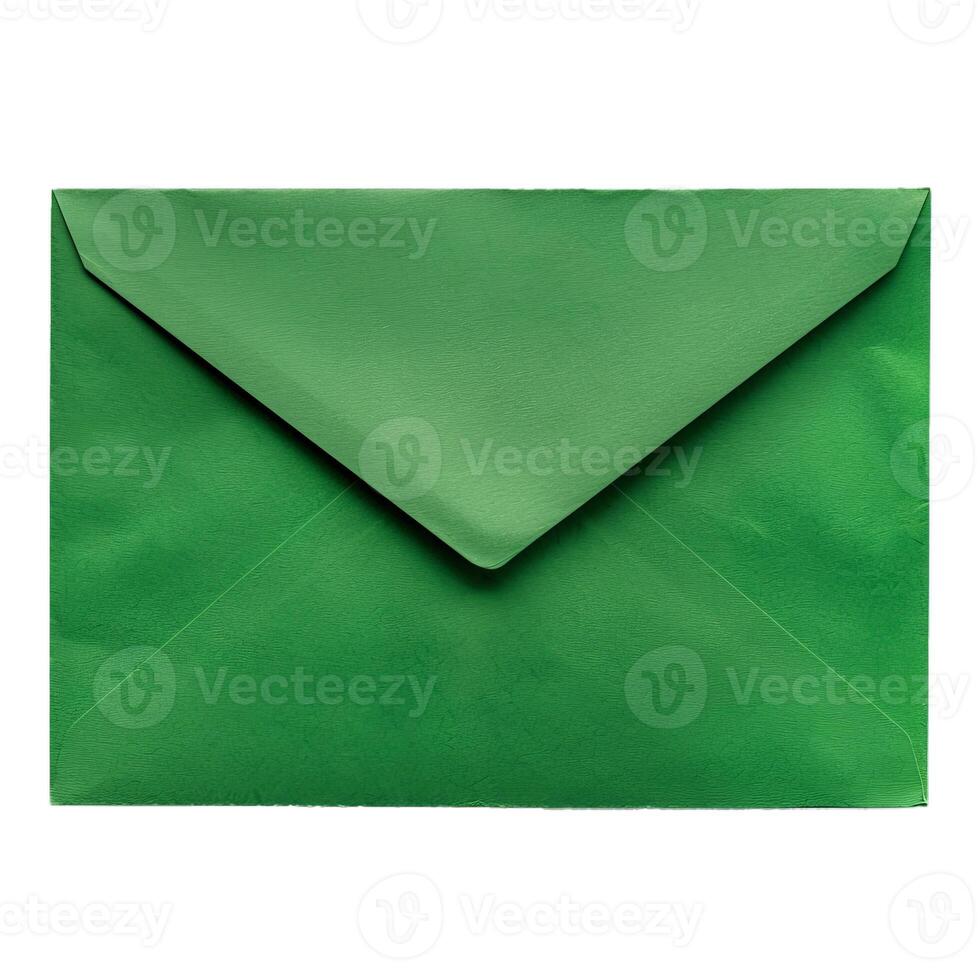 Green envelope isolated on white background for mailing photo
