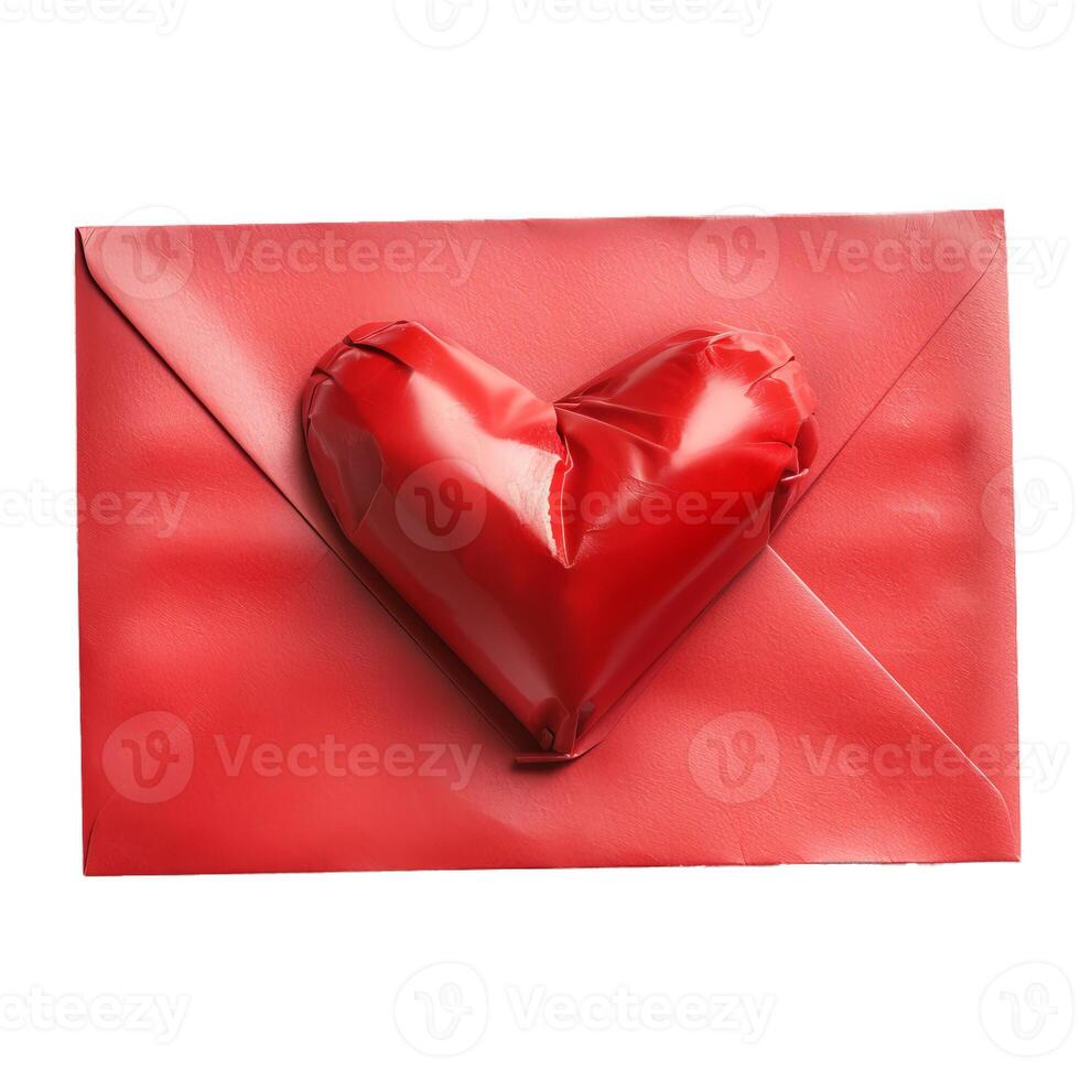 Red envelope with a heart representing love and affection photo
