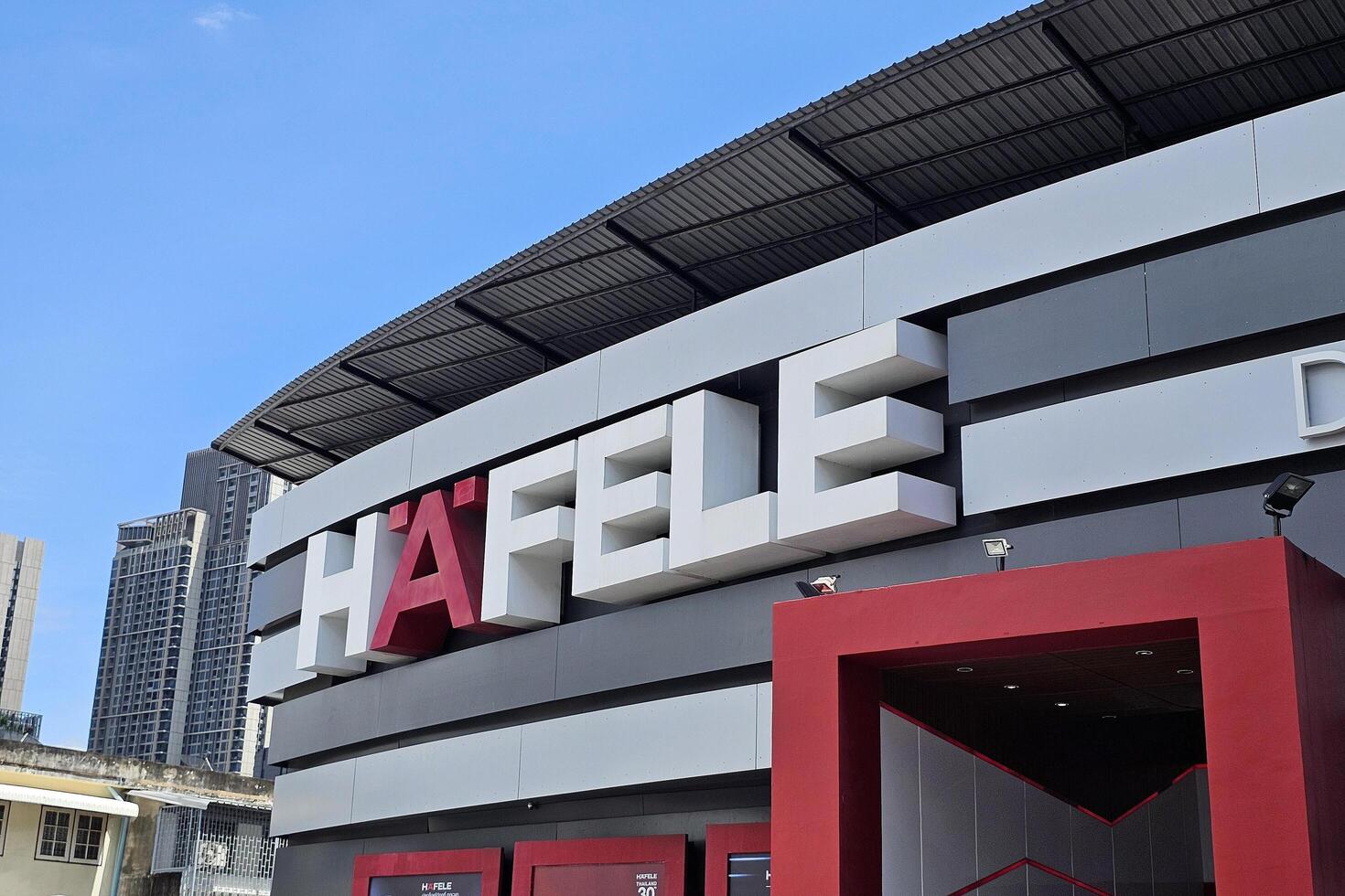 Bangkok, Thailand September 24, 2024 Hafele sign. It is a famous international manufacturer and supplier of furniture fittings and architectural hardware that was founded in 1923. photo