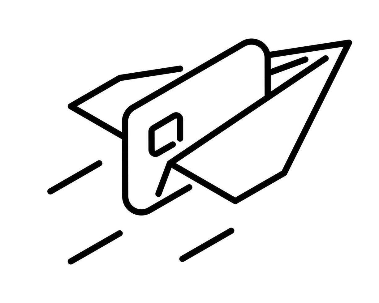 Icon paper airplane with bank card. vector