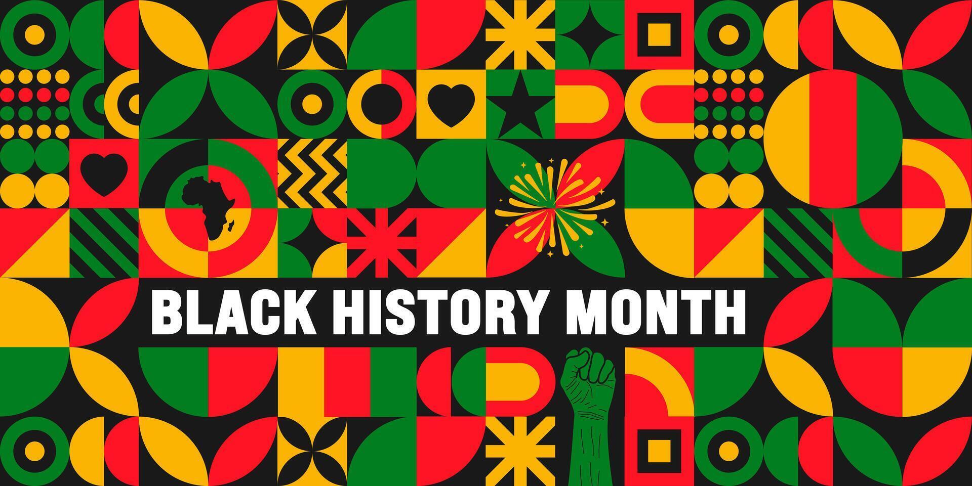 Black History Month geometric shape pattern background or banner design template is observed every year in October. Holiday concept. eps 10 vector