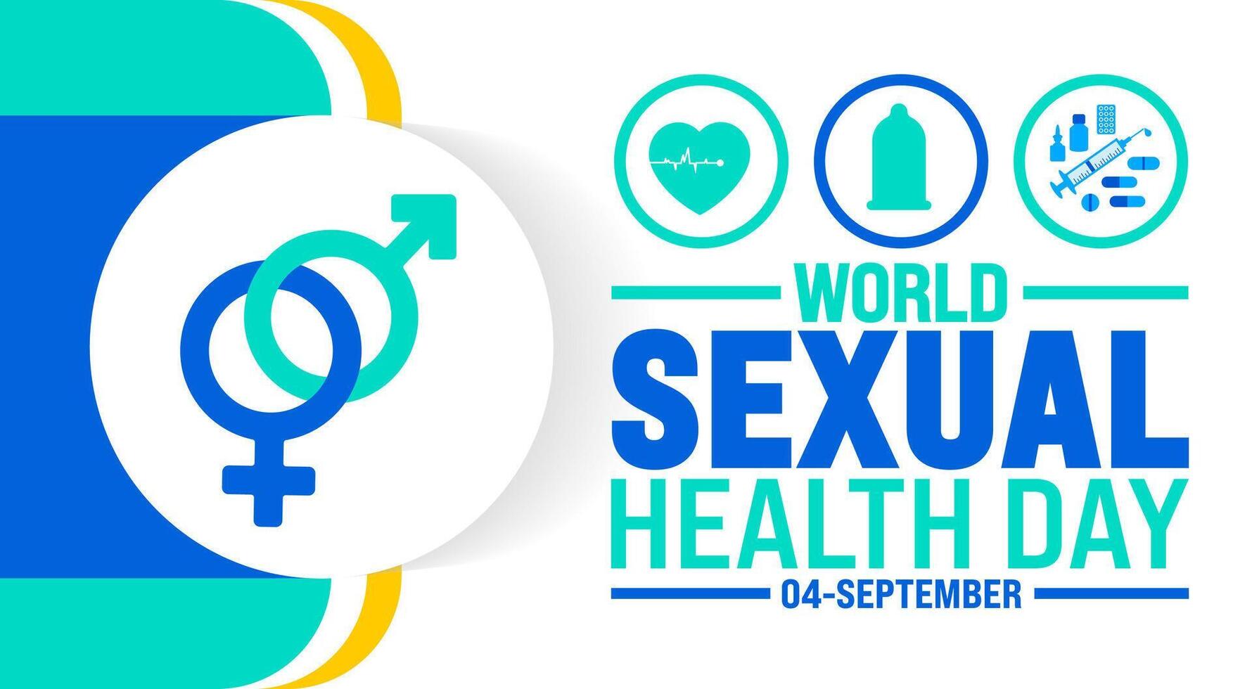 World Sexual health day background or banner design template. Holiday concept. Template for background, banner, card, poster, placard, design template with unique shapes with standard color. vector