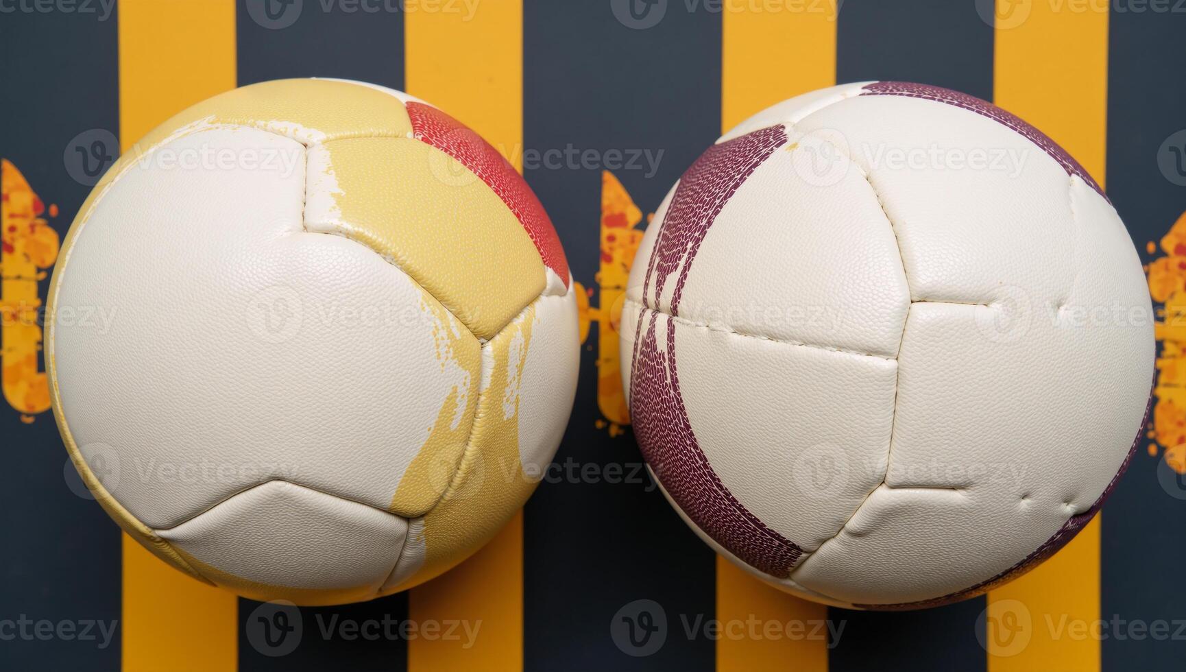 A football texture showcases laced stripes against a flat background photo