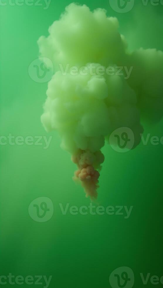Slowmotion realistic depiction of green fog with rising red fumes in an atmospheric environment photo