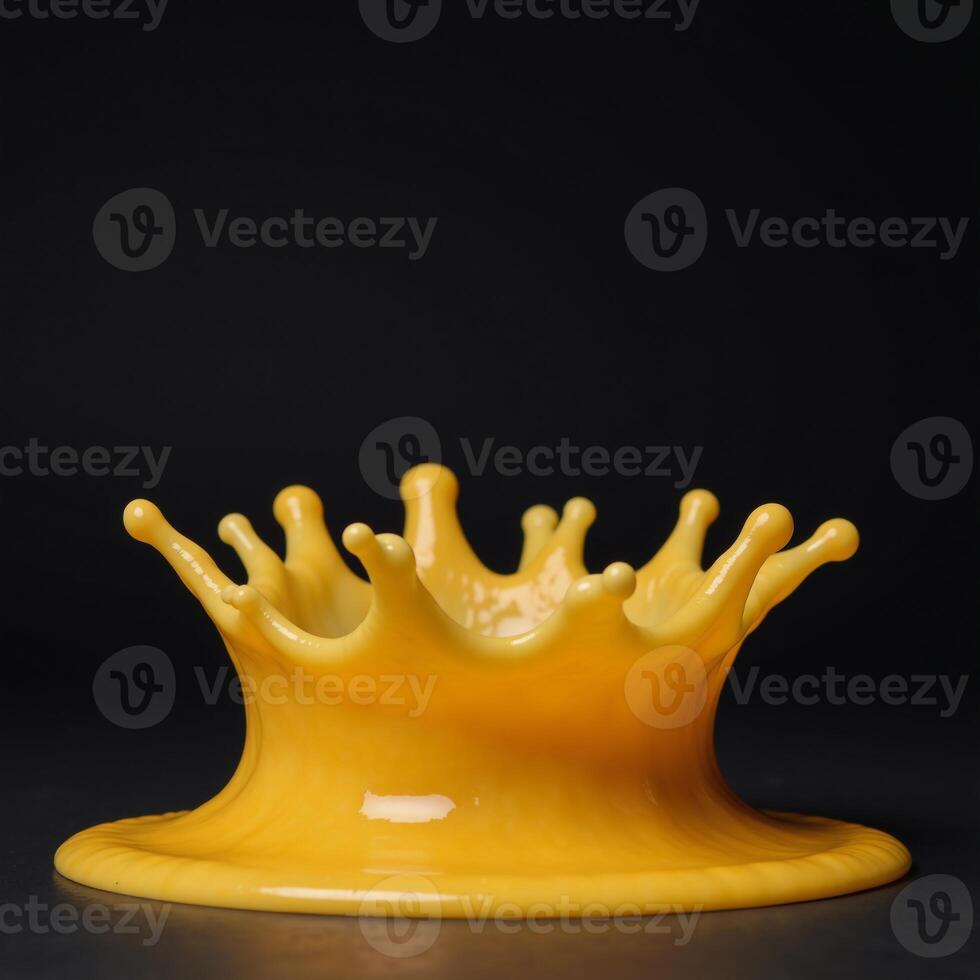 Melted cheese forming a crown on dark backdrop photo