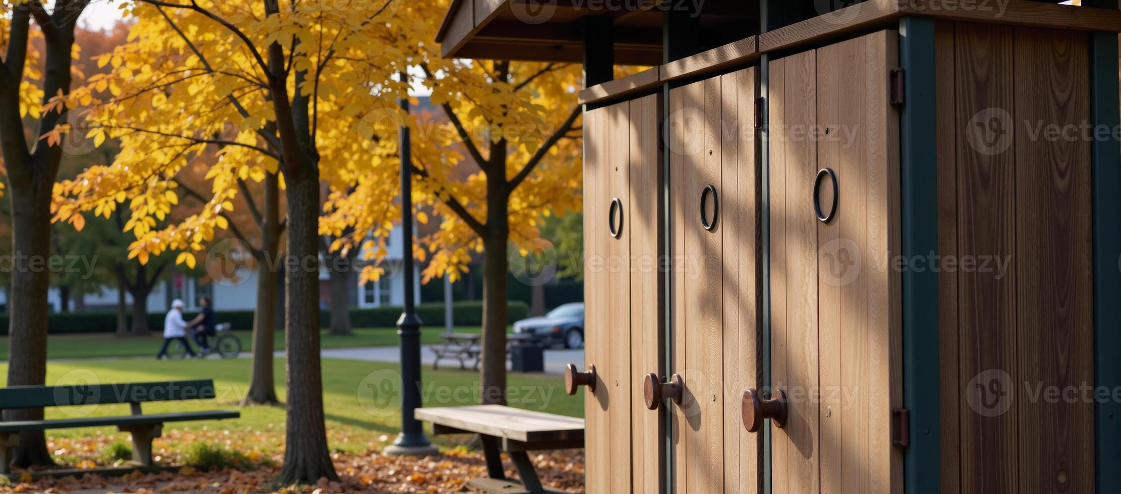 Autumn Park bike locker station scene photo