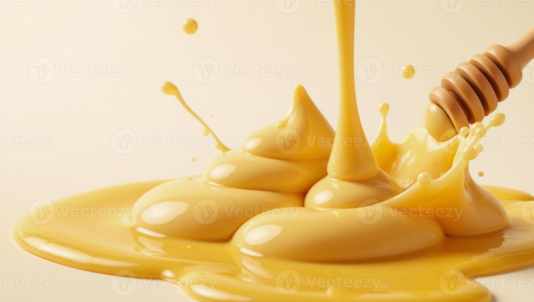 Illustrated depiction of melty cheese with golden honey flow photo