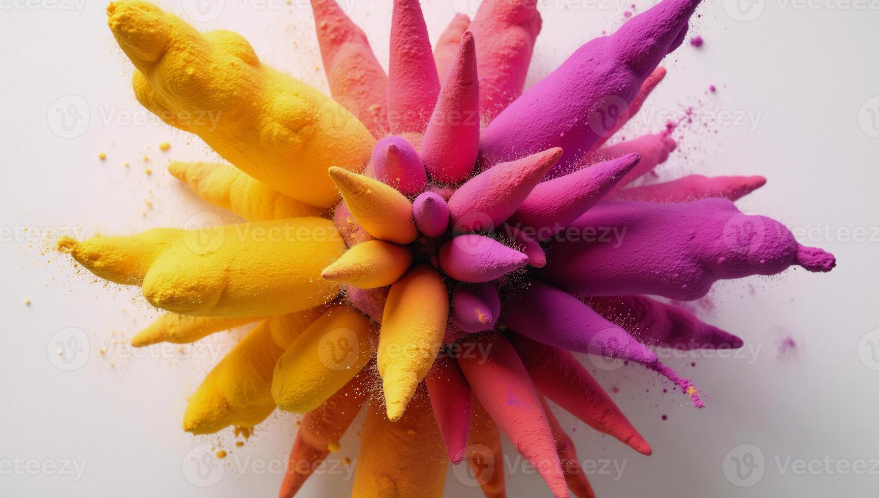A vibrant Holiinspired color explosion covers a textured dusty white wallpaper with an ethereal blend of purples pinks yellows and other hues against a smoky abstract background photo