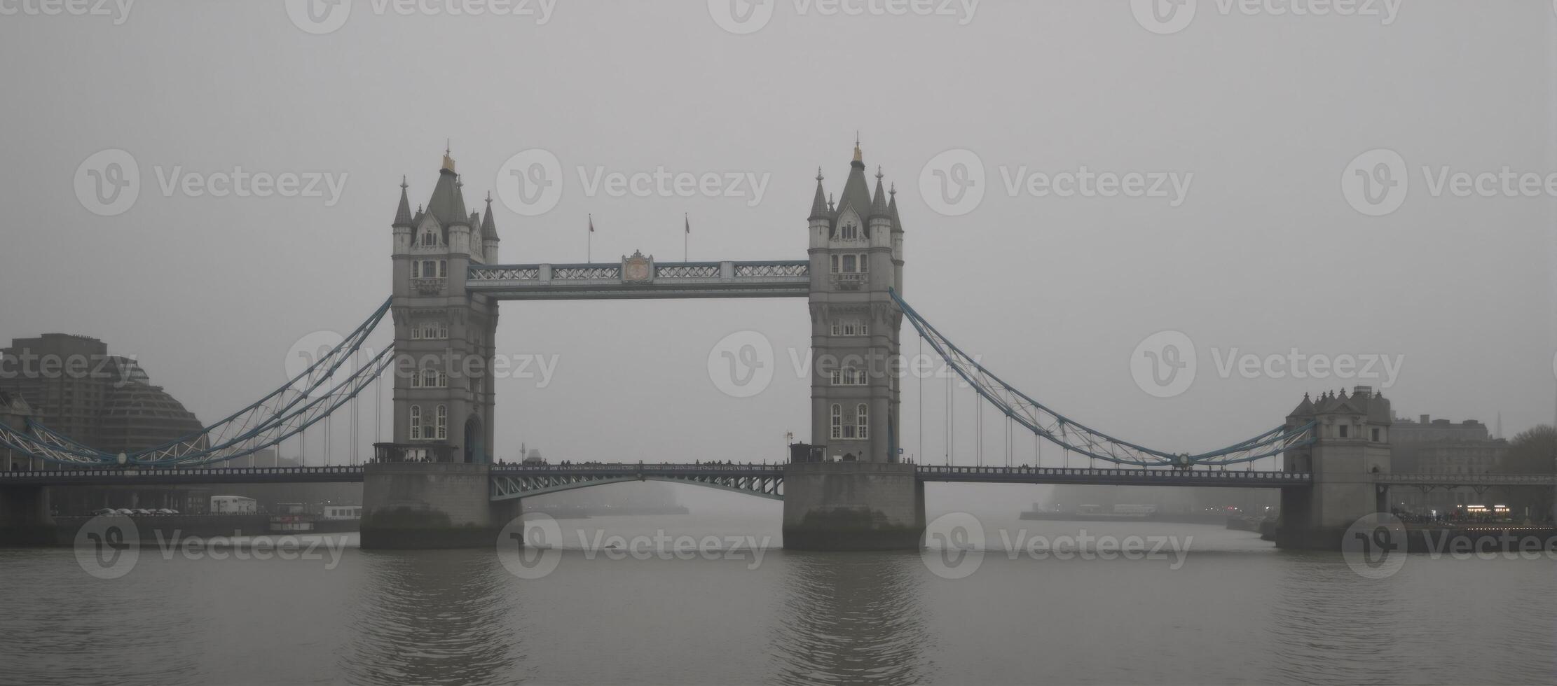 London Bridge shrouded in foggy atmosphere photo