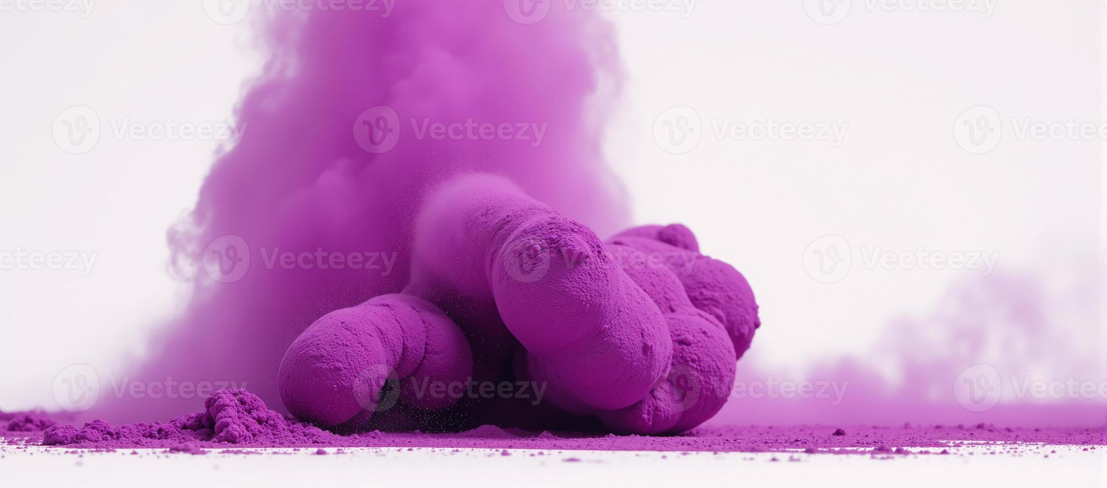 Bright Purple Explosion Powder Festival Burst on Isolated White Background photo