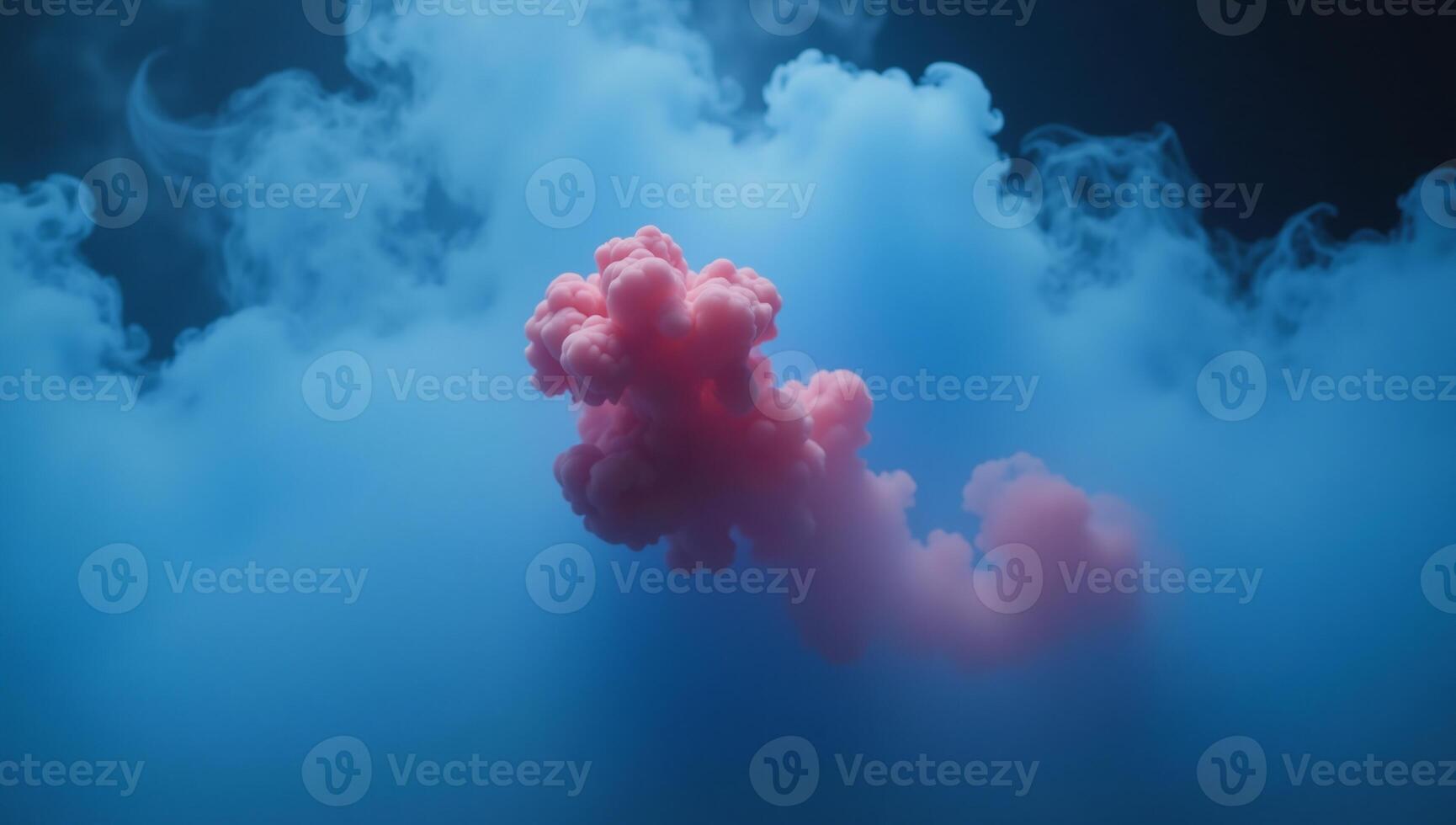 Blue fog with slowmoving red smokes rising amidst realistic and atmospheric blue smoke photo
