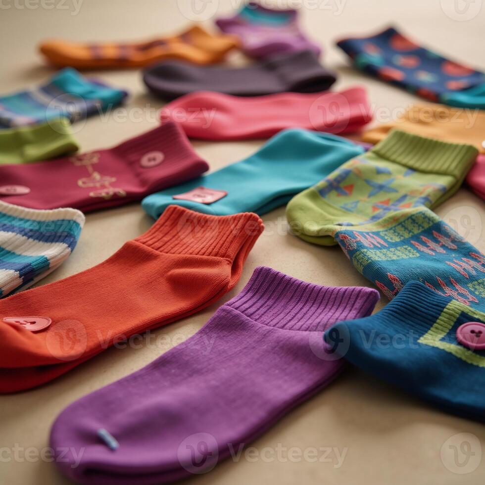 A multitude of socks is depicted in the image photo