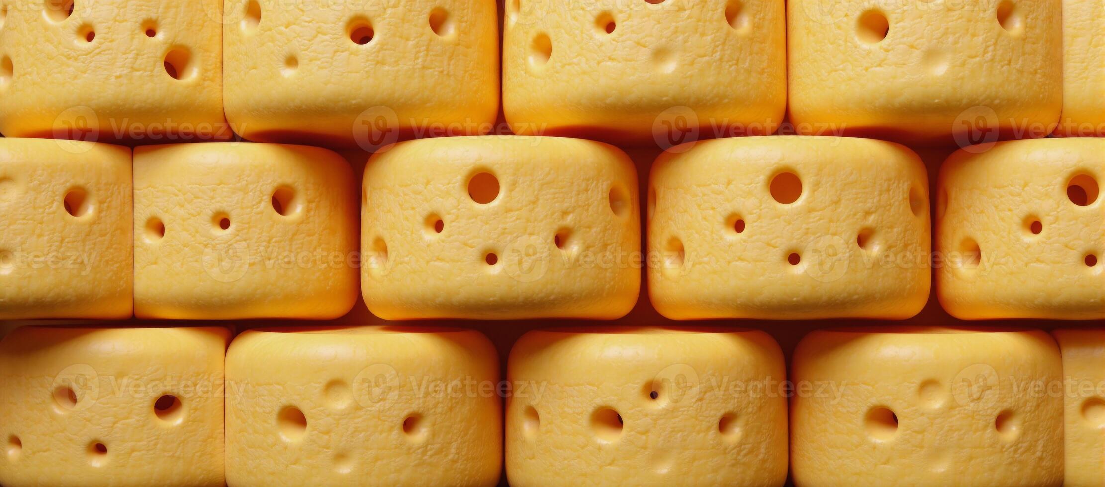 A seamlessly textured 3D illustration featuring detailed cheese slices with visible holes photo