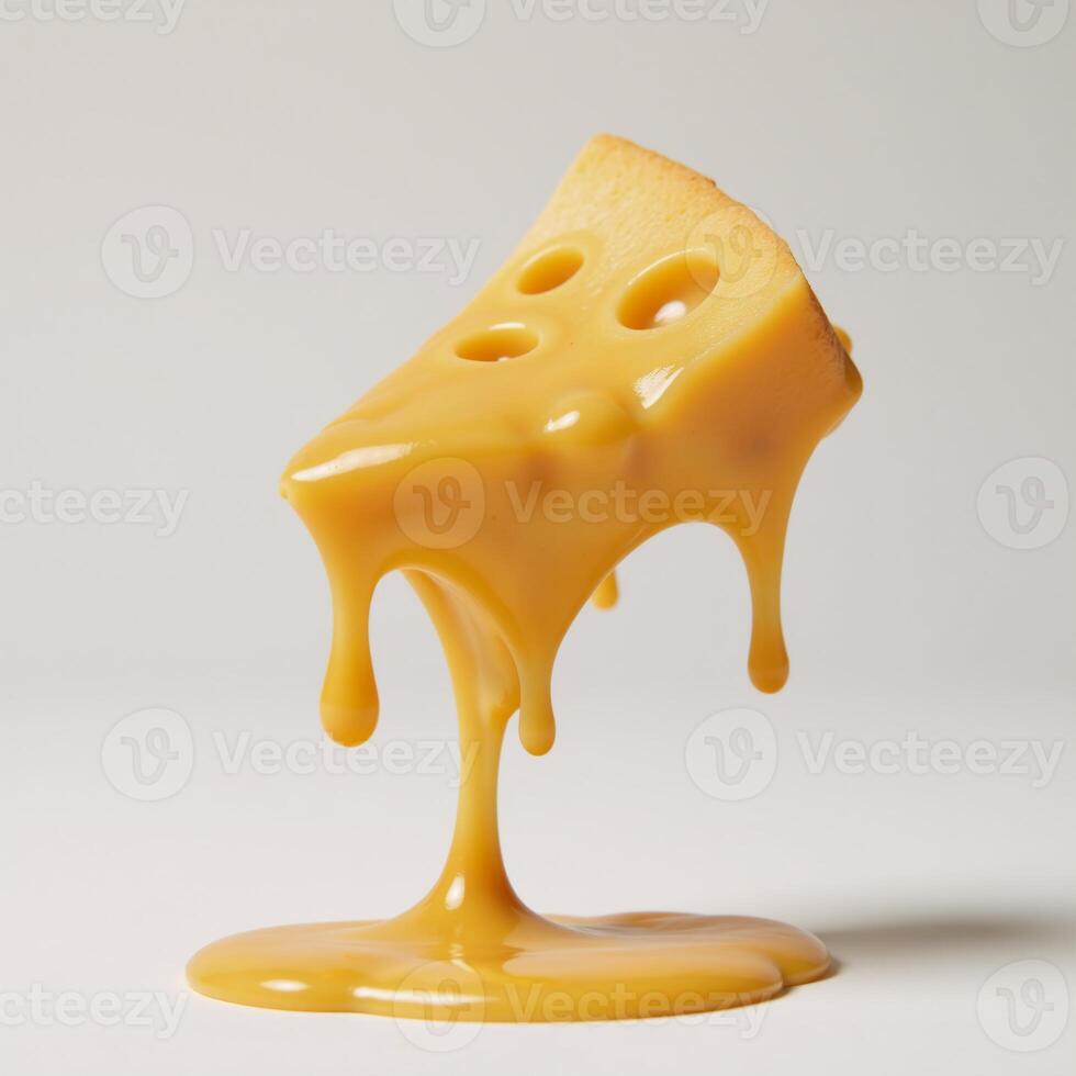 Isolated closeup illustration of melty cheese with a splattering effect photo