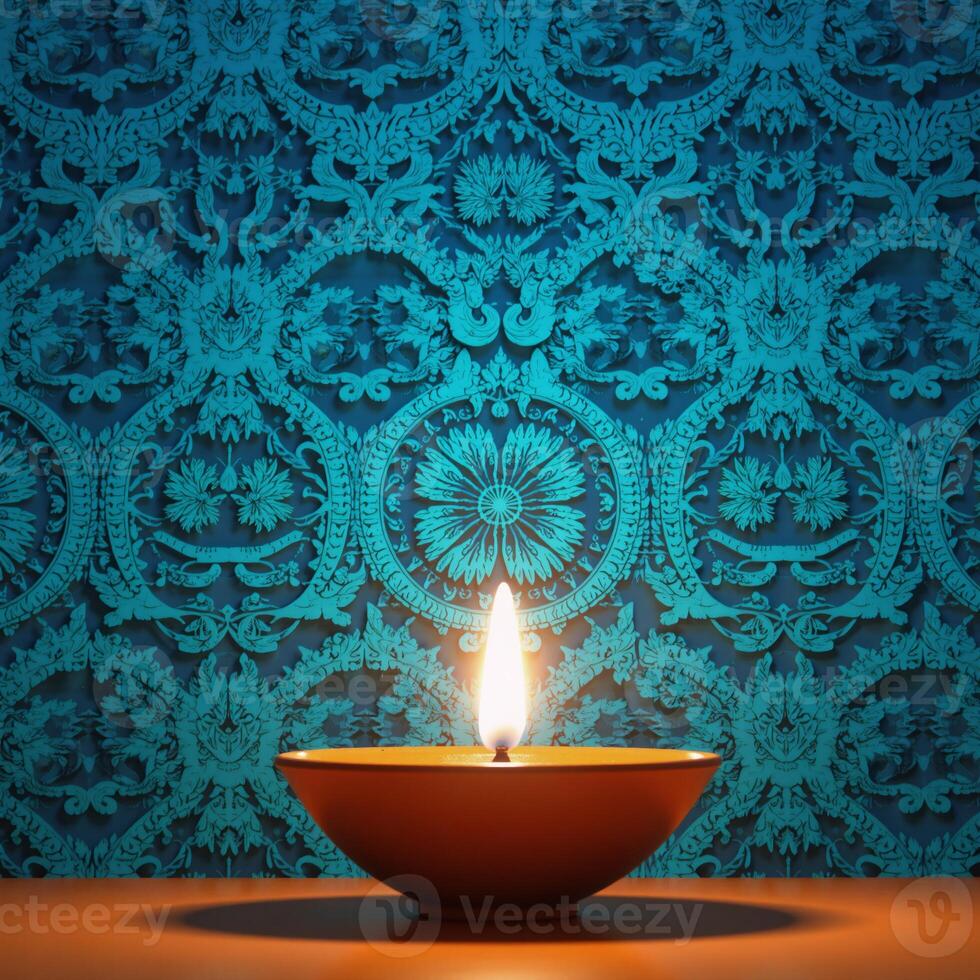 Diwalithemed 3D render wallpaper featuring an ornate blue pattern photo