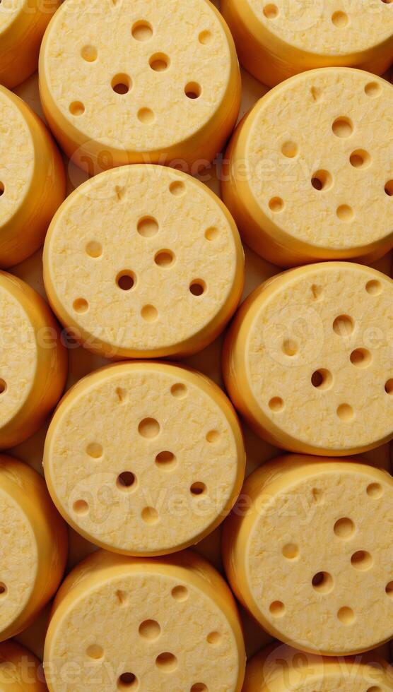A seamlessly textured 3D illustration featuring detailed cheese slices with visible holes photo