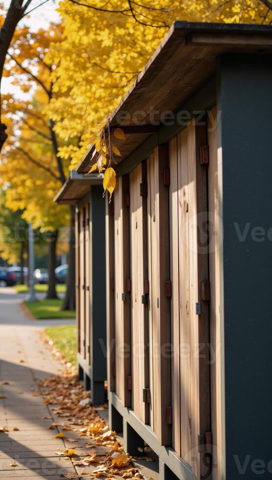 Autumn Park bike locker station scene photo