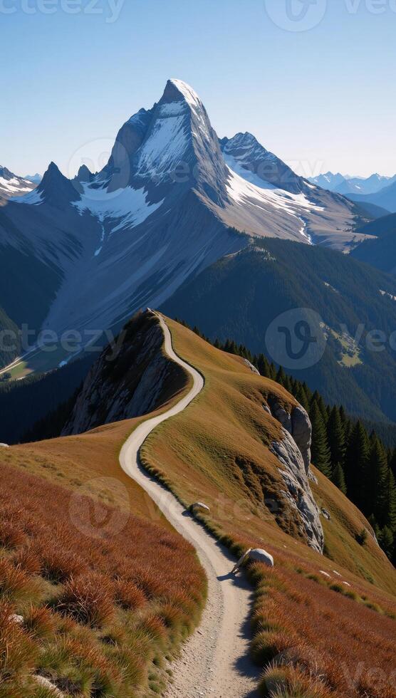 Picturesque mountain landscape portrayal photo