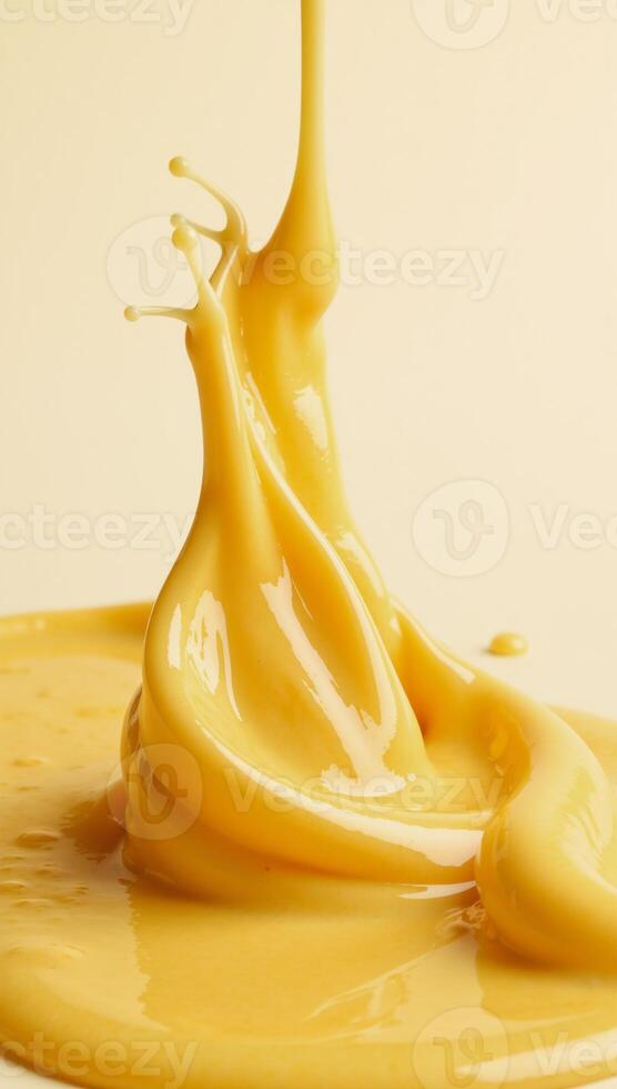 Illustrated depiction of melty cheese with golden honey flow photo