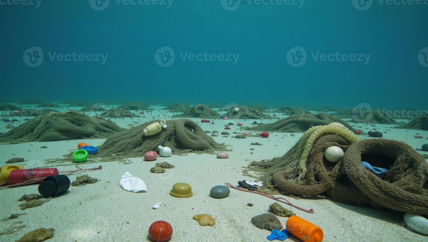 Underwater plastic pollution highlights ecological concerns calling for recycling and ocean conservation efforts photo