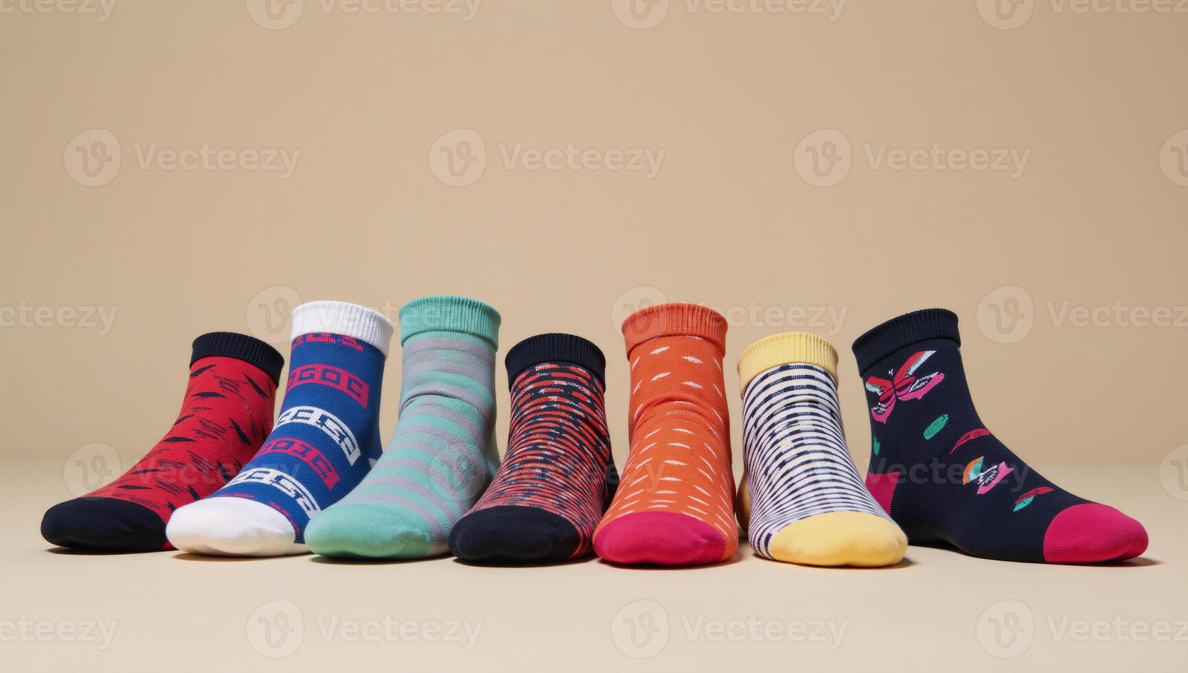 Colorful mismatched sock pair photo