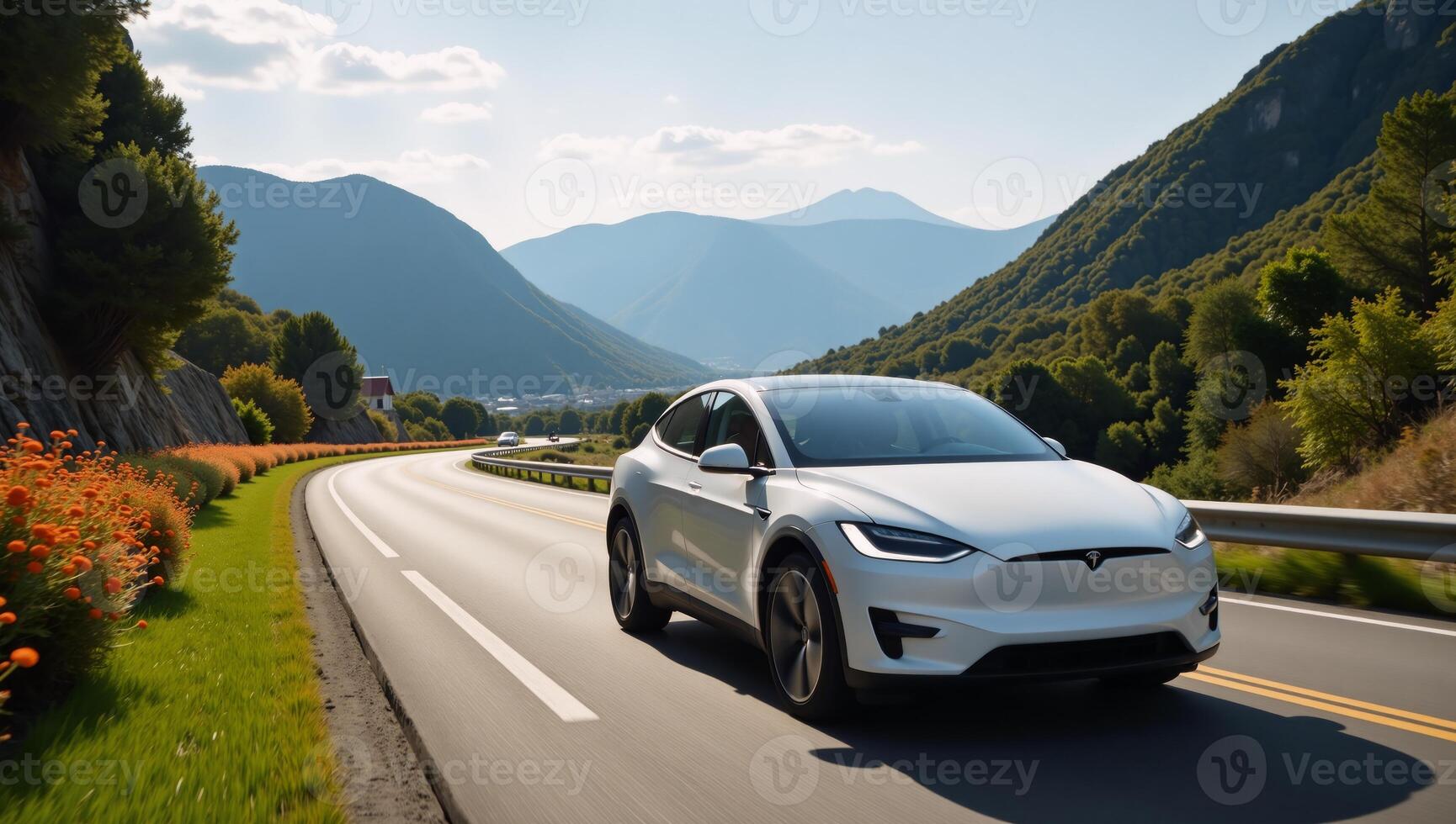 Electric Car Tour Sustainable exploration of iconic landmarks natural wonders while highlighting ecofriendly travel photo